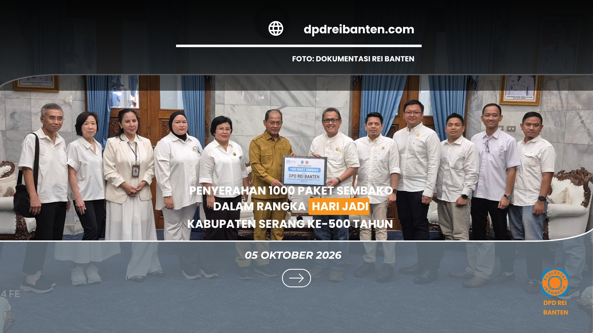 Lima Abad Kabupaten Serang, Seribu Paket Sembako dari DPD REI Banten